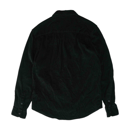 Black Solid Flannel Button Down