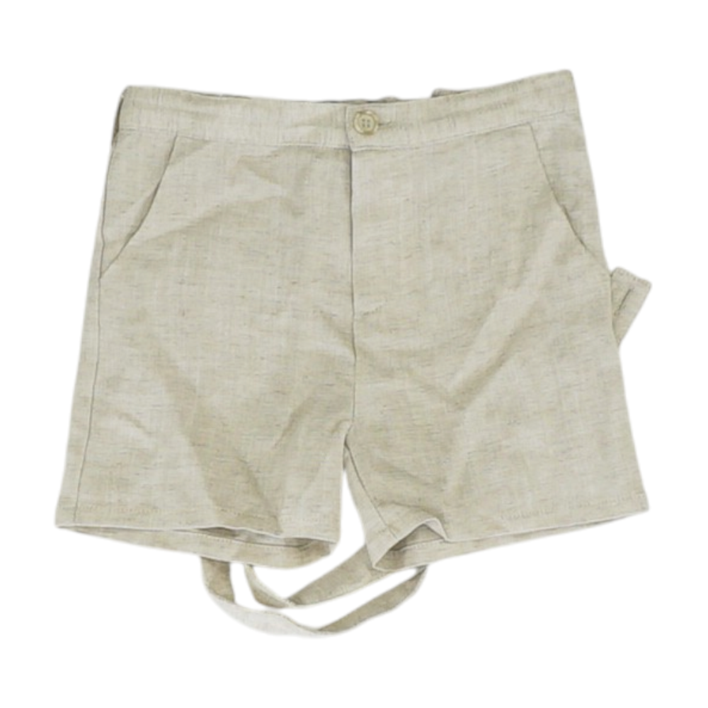 Beige Herringbone Casual Shorts