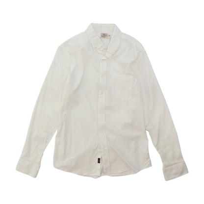 White Solid Long Sleeve Button Down