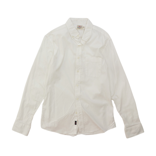 White Solid Long Sleeve Button Down