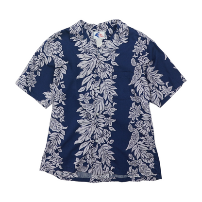 Vintage Blue Tropical Short Sleeve Button Down