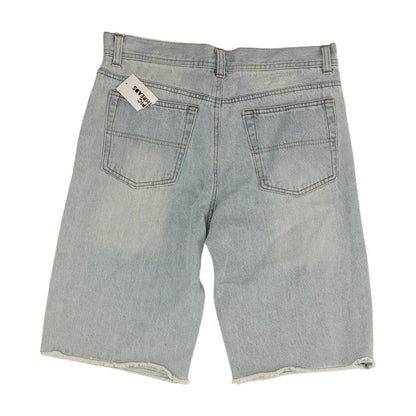 Blue Solid Denim Shorts
