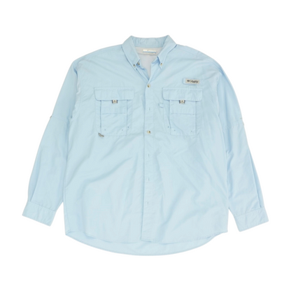 Blue Solid Outdoor Button Down