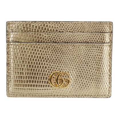 Metallic Gold Laminated Lizard GG Marmont Card Case