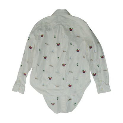 White Print Button Down