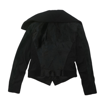 Black Solid Leather Jacket