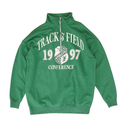 Green Solid 1/4 Zip Pullover