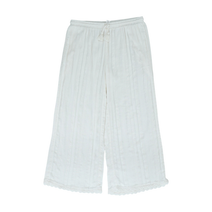 Ivory Striped Wide Leg Pants