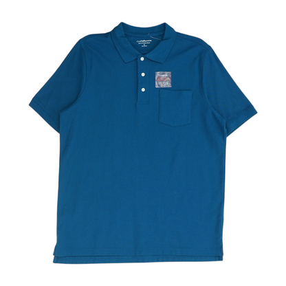 Blue Solid Short Sleeve Polo