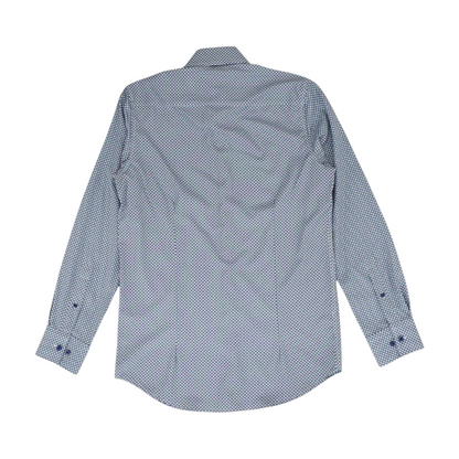Blue Abstract Long Sleeve Button Down