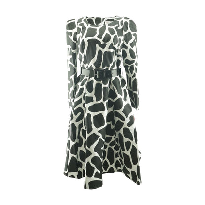 Black Animal Print Midi Dress