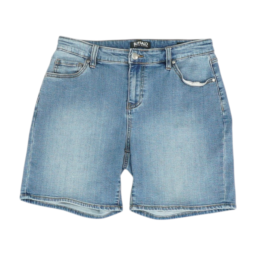 Blue Solid Denim Shorts