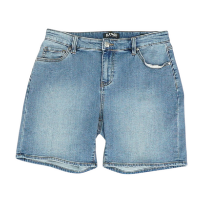Blue Solid Denim Shorts