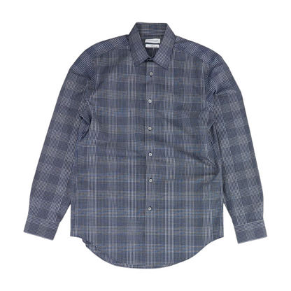 Navy Plaid Long Sleeve Button Down
