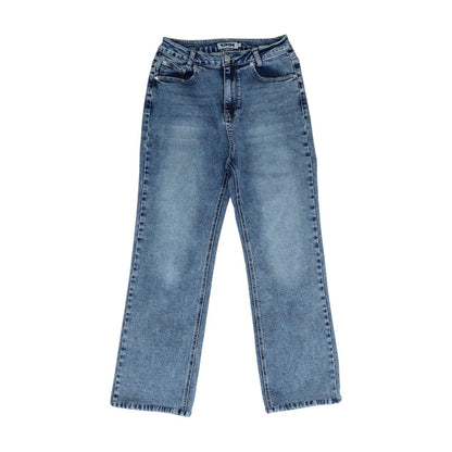 Blue High Rise Straight Leg Jeans