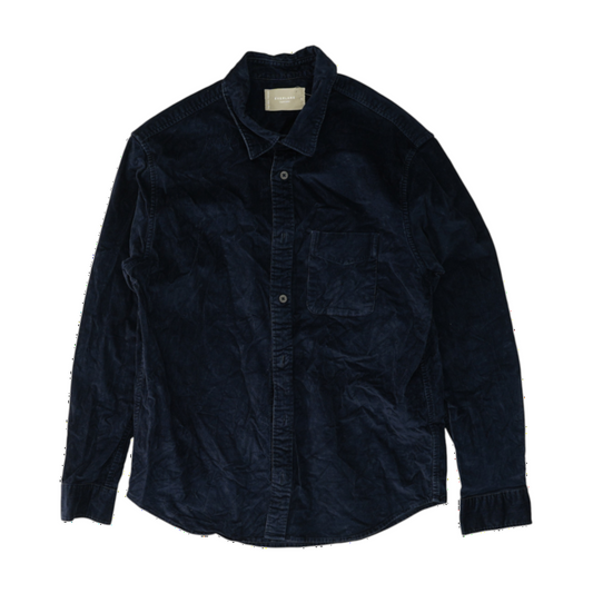 Navy Solid Flannel Button Down