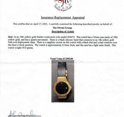 Women's 18K Gold Case With Black Silicone Band Watch