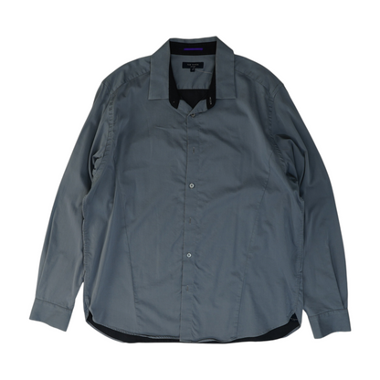 Gray Solid Long Sleeve Button Down