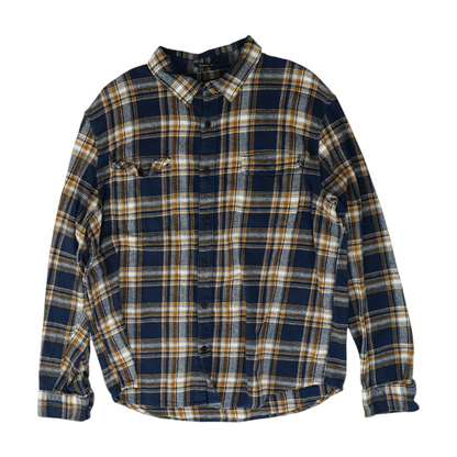 Navy Plaid Flannel Button Down