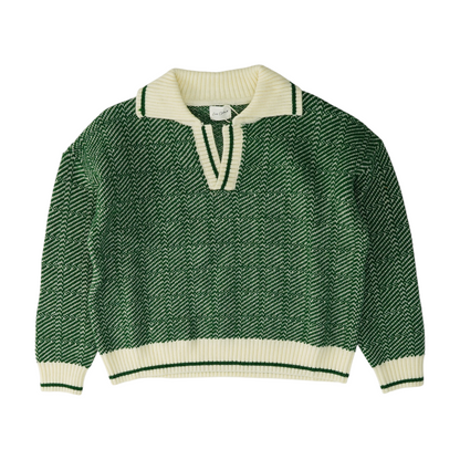 Green Striped Pullover Sweater