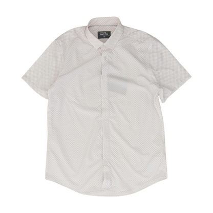 White Print Short Sleeve Button Down