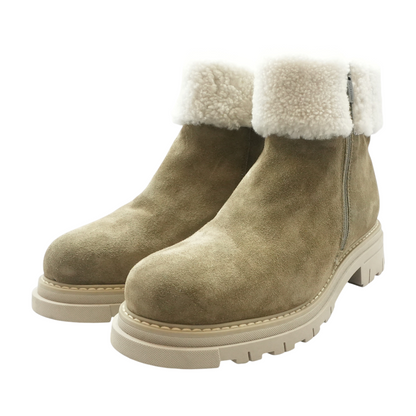 Gray Dwayne Shearling-Lined Suede Bootie