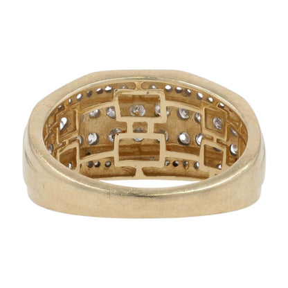 1 Ct 14K Gold Round Three Row Diamond Cluster Band