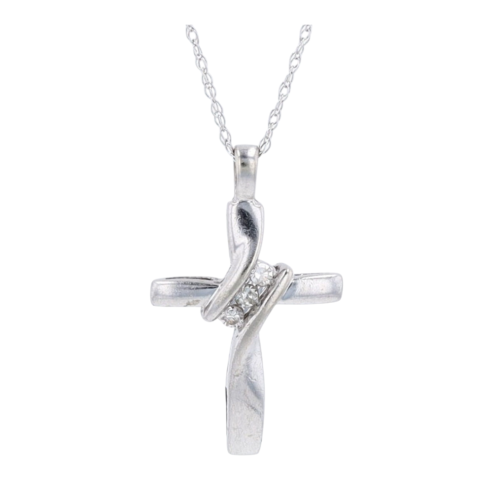 10K White Gold Diamond Pendant Necklace