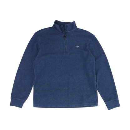 Blue Solid 1/4 Zip Pullover