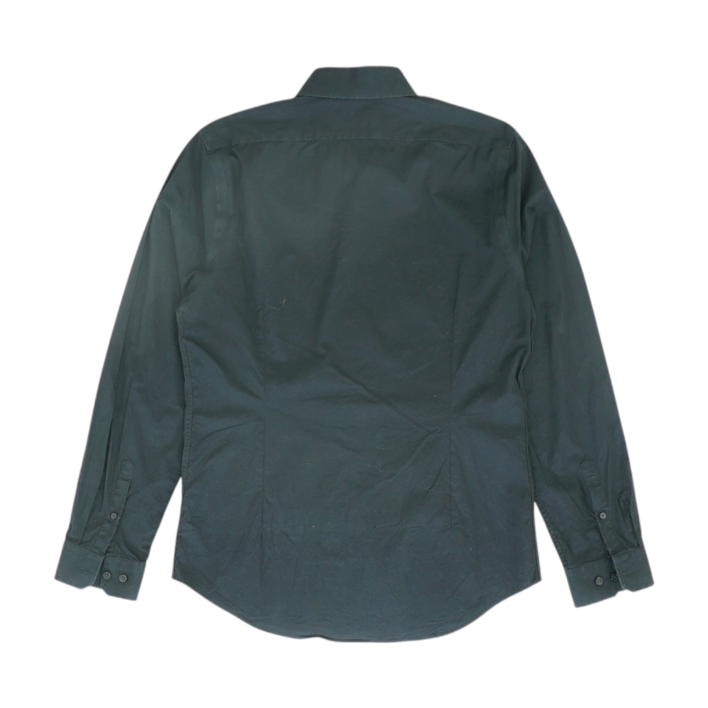 Black Solid Long Sleeve Button Down