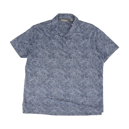 Blue Floral Short Sleeve Polo