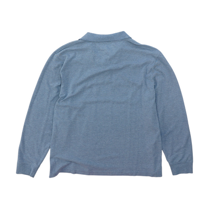 Blue Solid Long Sleeve Polo