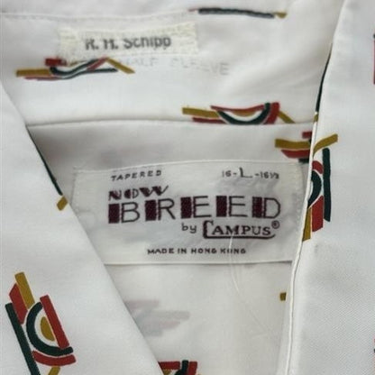 Vintage White Graphic Short Sleeve Button Down