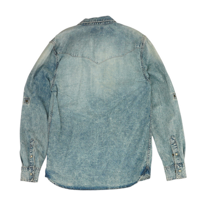 Blue Solid Long Sleeve Button Down