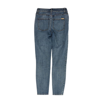 Blue Solid Skinny Leg Jeans