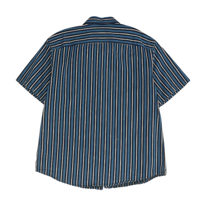 Navy Striped Short Sleeve Button Down