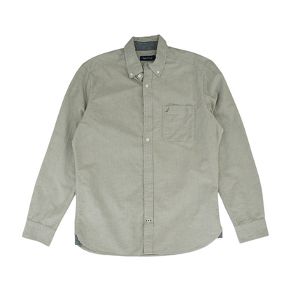 Gray Solid Long Sleeve Button Down