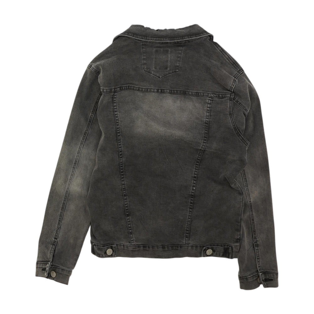 Gray Solid Denim Jacket