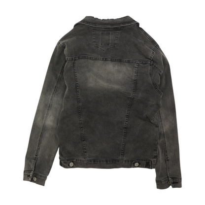 Gray Solid Denim Jacket