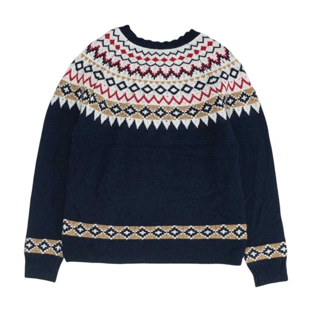 Navy Abstract Pullover Sweater