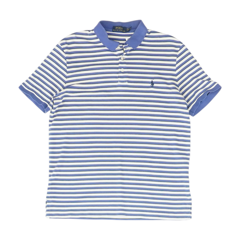 Blue Striped Short Sleeve Polo
