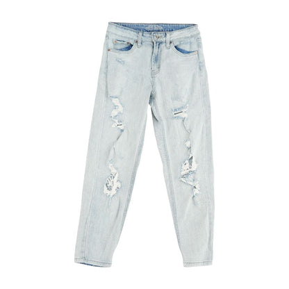 Blue Solid Mom Jeans