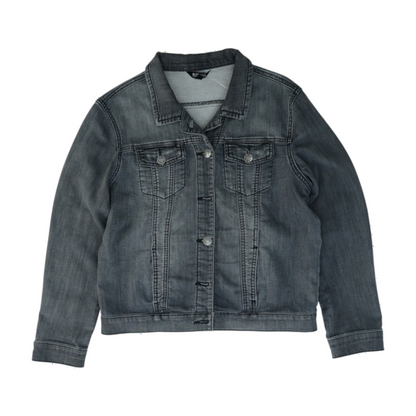 Gray Solid Denim Jacket
