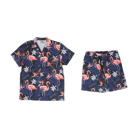 Navy Tropical Short Set