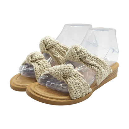 Beige Casual Slide Sandals