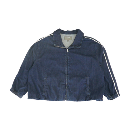 Blue Plus Size Solid Denim Jacket