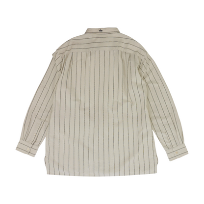 Beige Striped Long Sleeve Button Down