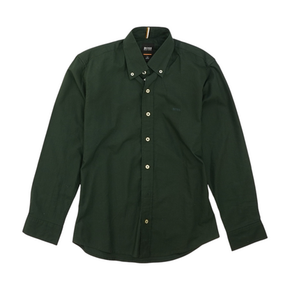 Green Solid Long Sleeve Button Down