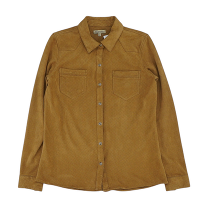 Brown Solid Long Sleeve Button Down