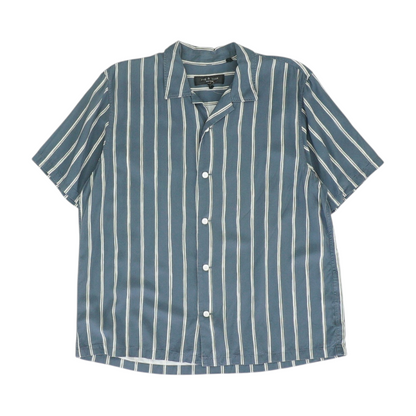 Navy Striped Short Sleeve Button Down